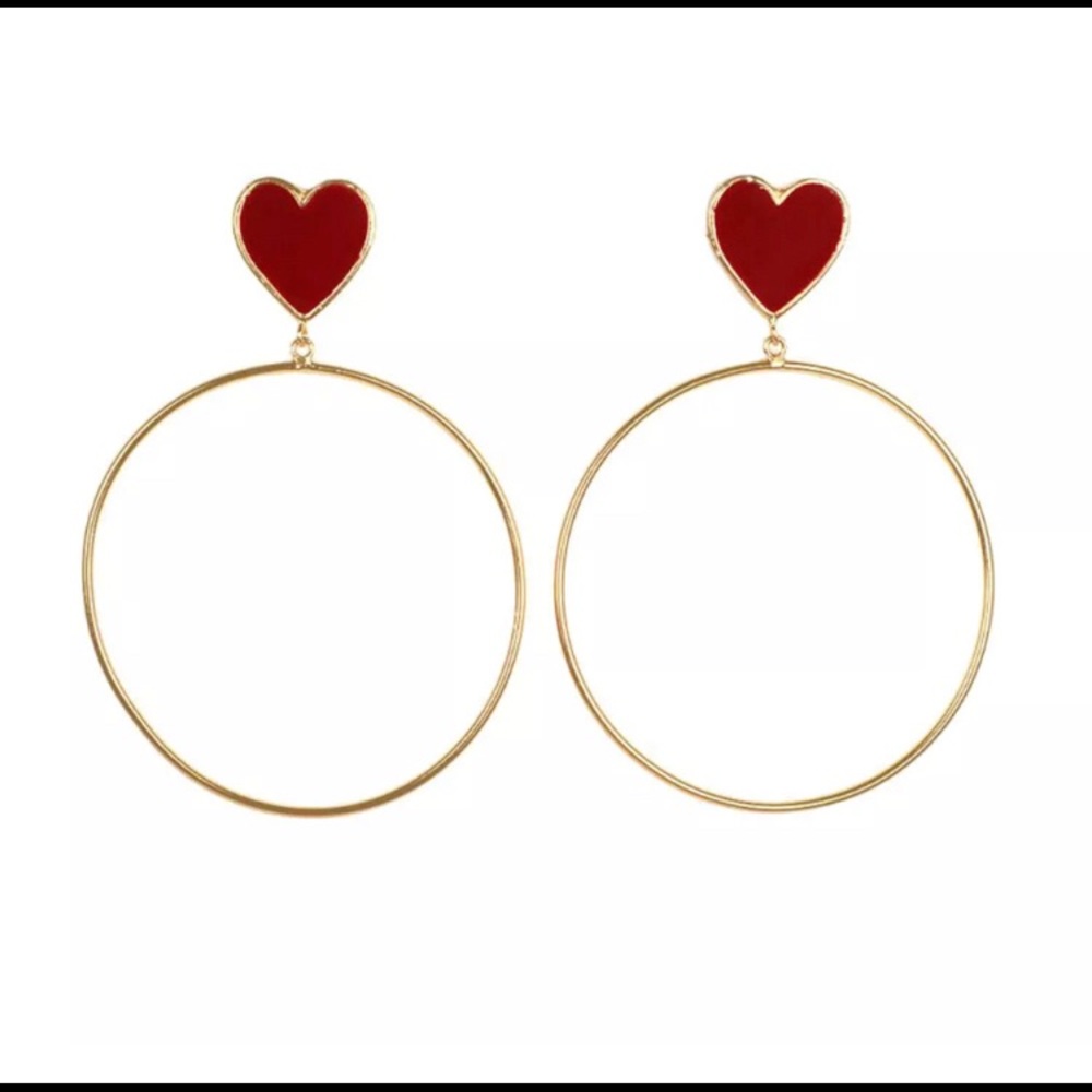 Large HEART HOOP Earrings